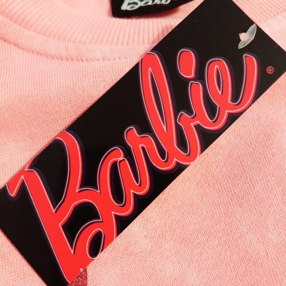 NWT Barbie Hot Pink Glitter Graphic Sweatshirt - Picture 3 of 3